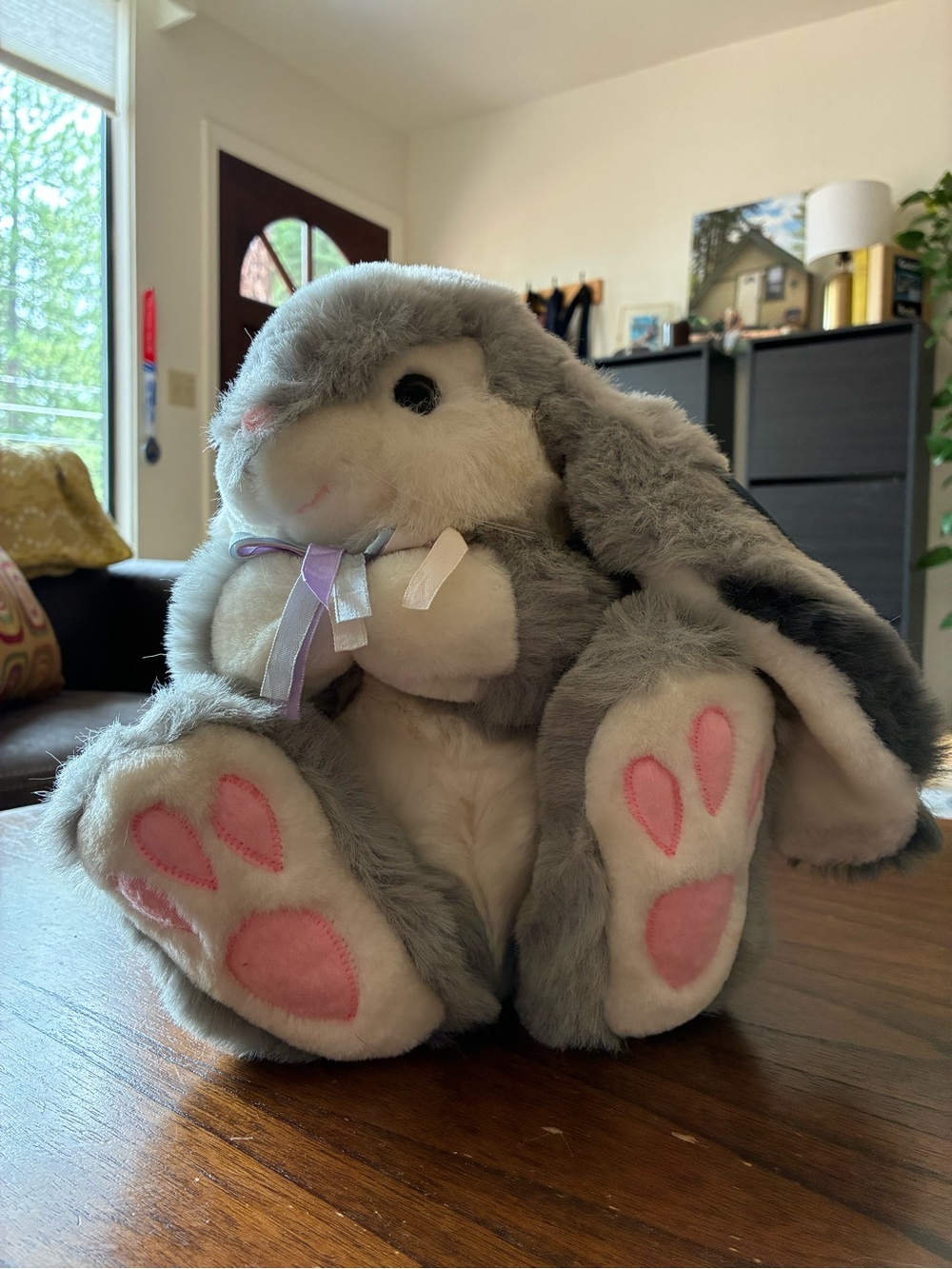 Playful Plush Gray Bunny Rabbit Stuffed Animal Chrisha Creation approx 12"